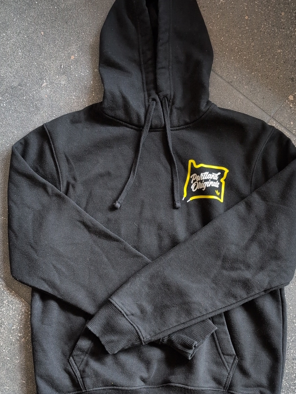 adidas Black Hoodie with Yellow Chest Logo